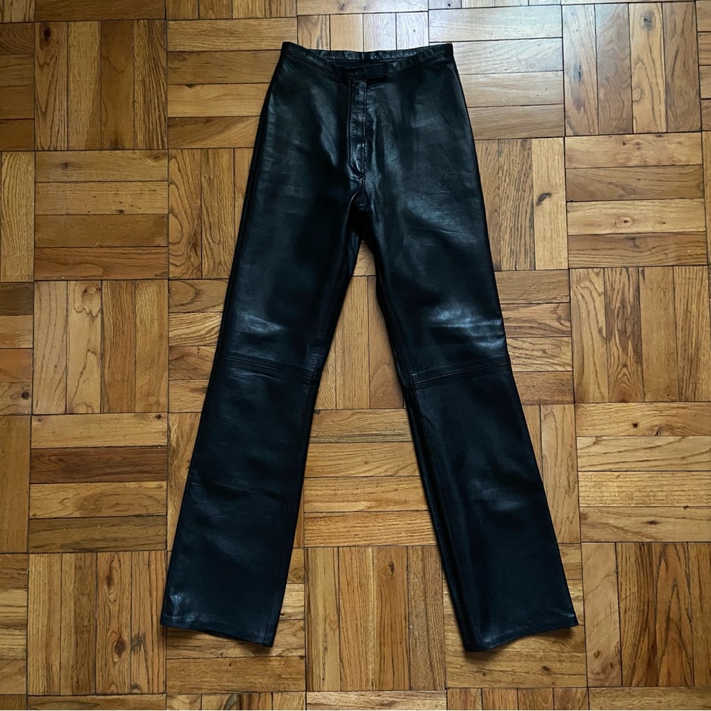 Vintage Genuine Leather Pellessimo Black Straight Pants - Made in France XXS 24
